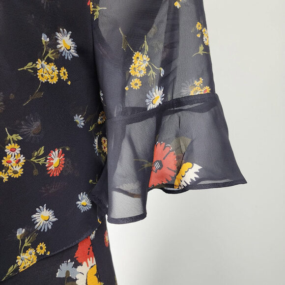 French Connection Navy Blue Floral Dress Size M - Picture 3 of 11